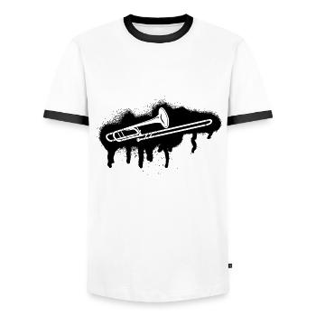Trombone Joueur de trombone Tromboniste - T-shirt contrasté Homme - blanc/noir - Devant - AI Model Female 172 light (172cm) & AI Model Male 178 dark (178cm)