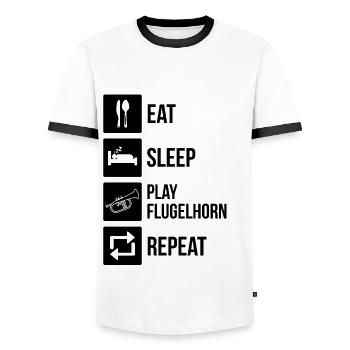 Flugelhorn Joueur de bugle Joueur de bugle - T-shirt contrasté Homme - blanc/noir - Devant - AI Model Female 172 light (172cm) & AI Model Male 178 dark (178cm)