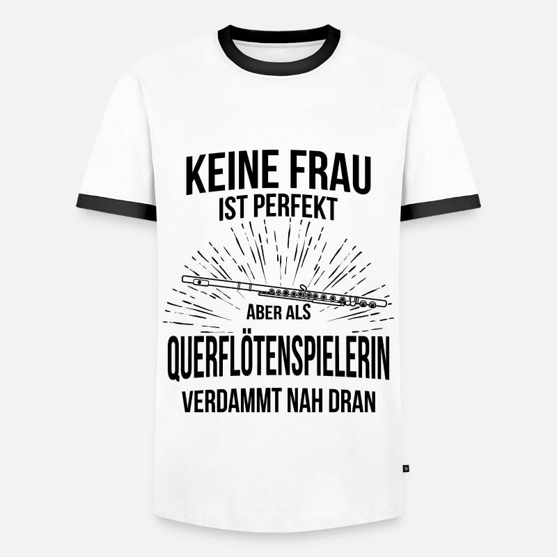 Querflöte Querflötenspieler Querflötist - Männer Kontrast-T-Shirt - Weiß/Schwarz
