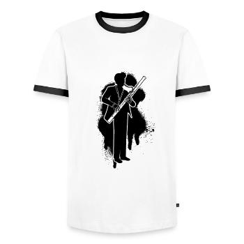 Bassoon Bassoon Bassoon Player Bassoonist - Men's Ringer Shirt - white/black - Front - AI Model Female 172 light (172cm) & AI Model Male 178 dark (178cm)