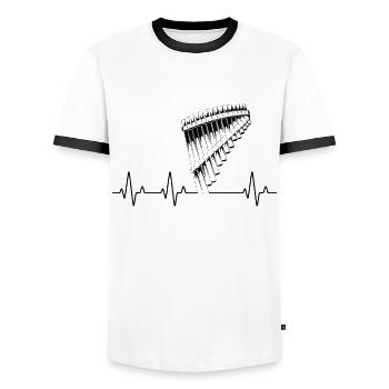 Panflute Panflute player Panflutist - Men's Ringer Shirt - white/black - Front - AI Model Female 172 light (172cm) & AI Model Male 178 dark (178cm)