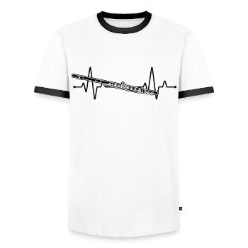 Flute Flute player Flutist - Men's Ringer Shirt - white/black - Front - AI Model Female 172 light (172cm) & AI Model Male 178 dark (178cm)