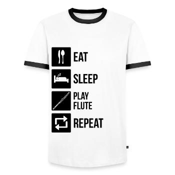 Flute Flute player Flutist - Men's Ringer Shirt - white/black - Front - AI Model Female 172 light (172cm) & AI Model Male 178 dark (178cm)