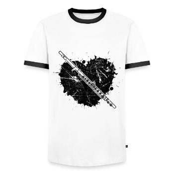 Flute Flute player Flutist - Men's Ringer Shirt - white/black - Front - AI Model Female 172 light (172cm) & AI Model Male 178 dark (178cm)