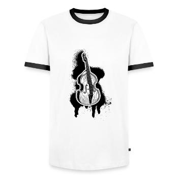 Double bass Double bass player Double bass player - Men's Ringer Shirt - white/black - Front - AI Model Female 172 light (172cm) & AI Model Male 178 dark (178cm)