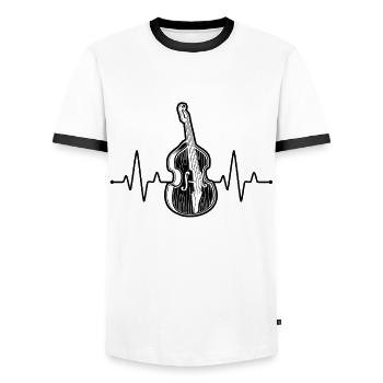 Double bass Double bass player Double bass player - Men's Ringer Shirt - white/black - Front - AI Model Female 172 light (172cm) & AI Model Male 178 dark (178cm)