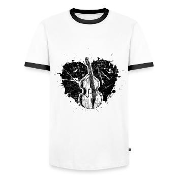 Double bass Double bass player Double bass player - Men's Ringer Shirt - white/black - Front - AI Model Female 172 light (172cm) & AI Model Male 178 dark (178cm)