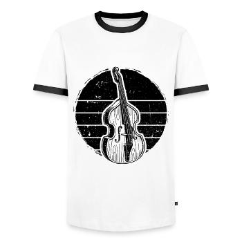 Double bass Double bass player Double bass player - Men's Ringer Shirt - white/black - Front - AI Model Female 172 light (172cm) & AI Model Male 178 dark (178cm)
