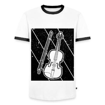 Violon Violoniste Violoniste - T-shirt contrasté Homme - blanc/noir - Devant - AI Model Female 172 light (172cm) & AI Model Male 178 dark (178cm)