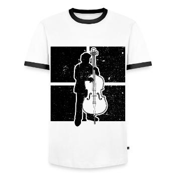 Double bass Double bass player Double bass player - Men's Ringer Shirt - white/black - Front - AI Model Female 172 light (172cm) & AI Model Male 178 dark (178cm)