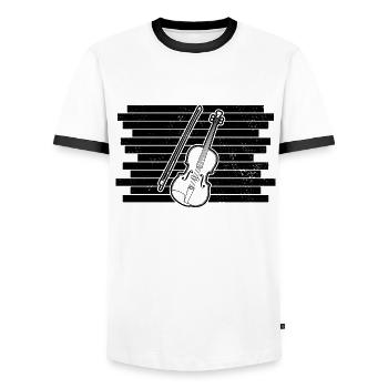 Violon Violoniste Violoniste - T-shirt contrasté Homme - blanc/noir - Devant - AI Model Female 172 light (172cm) & AI Model Male 178 dark (178cm)