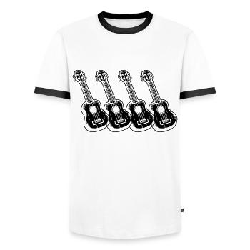 Ukulele Ukulele Player Ukulelist - Men's Ringer Shirt - white/black - Front - AI Model Female 172 light (172cm) & AI Model Male 178 dark (178cm)