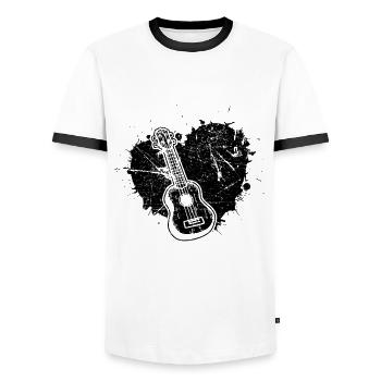 Ukulele Ukulele Player Ukulelist - Men's Ringer Shirt - white/black - Front - AI Model Female 172 light (172cm) & AI Model Male 178 dark (178cm)