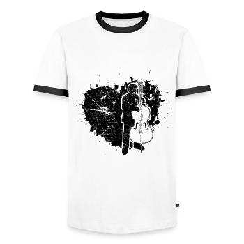 Double bass Double bass player Double bass player - Men's Ringer Shirt - white/black - Front - AI Model Female 172 light (172cm) & AI Model Male 178 dark (178cm)