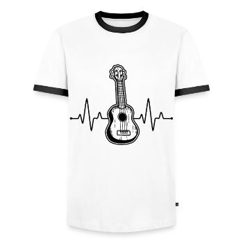 Ukulele Ukulele Player Ukulelist - Men's Ringer Shirt - white/black - Front - AI Model Female 172 light (172cm) & AI Model Male 178 dark (178cm)