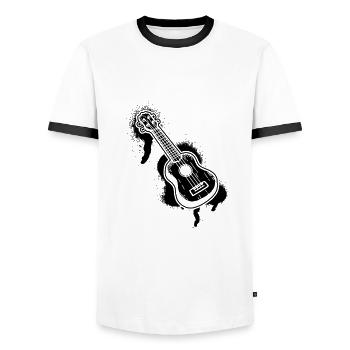 Ukulele Ukulele-Spieler Ukulelist - Männer Kontrast-T-Shirt - Weiß/Schwarz - Vorne - AI Model Female 172 light (172cm) & AI Model Male 178 dark (178cm)