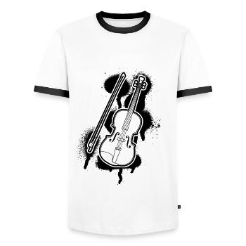 Violon Violoniste Violoniste - T-shirt contrasté Homme - blanc/noir - Devant - AI Model Female 172 light (172cm) & AI Model Male 178 dark (178cm)