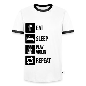 Violon Violoniste Violoniste - T-shirt contrasté Homme - blanc/noir - Devant - AI Model Female 172 light (172cm) & AI Model Male 178 dark (178cm)