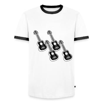Ukulele Ukulele-Spieler Ukulelist - Männer Kontrast-T-Shirt - Weiß/Schwarz - Vorne - AI Model Female 172 light (172cm) & AI Model Male 178 dark (178cm)