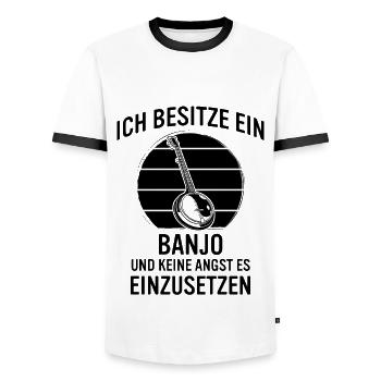 Banjo Banjospieler Banjoist - Männer Kontrast-T-Shirt - Weiß/Schwarz - Vorne - AI Model Female 172 light (172cm) & AI Model Male 178 dark (178cm)