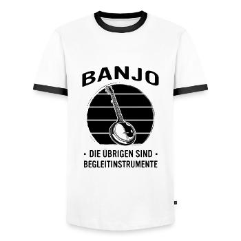 Banjo Banjospieler Banjoist - Männer Kontrast-T-Shirt - Weiß/Schwarz - Vorne - AI Model Female 172 light (172cm) & AI Model Male 178 dark (178cm)