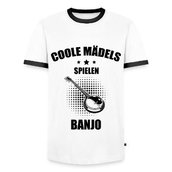 Banjo Banjospieler Banjoist - Männer Kontrast-T-Shirt - Weiß/Schwarz - Vorne - AI Model Female 172 light (172cm) & AI Model Male 178 dark (178cm)