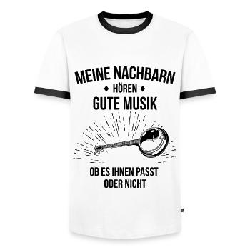 Banjo Banjospieler Banjoist - Männer Kontrast-T-Shirt - Weiß/Schwarz - Vorne - AI Model Female 172 light (172cm) & AI Model Male 178 dark (178cm)