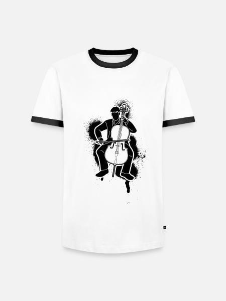 Cello Cellospieler Cellist - Männer Kontrast-T-Shirt - Weiß/Schwarz