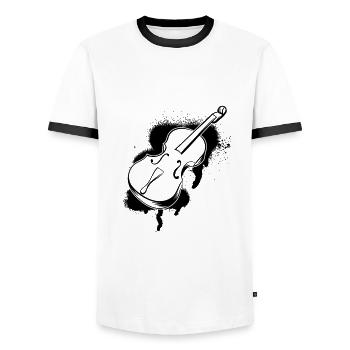 Cello player Cellist - Men's Ringer Shirt - white/black - Front - AI Model Female 172 light (172cm) & AI Model Male 178 dark (178cm)