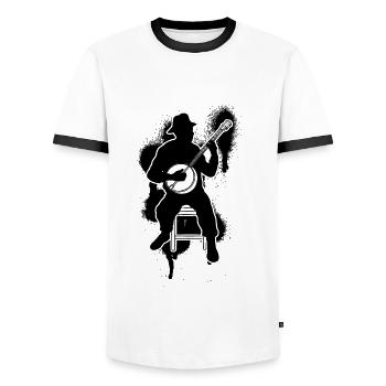 Banjo Banjo joueur Banjoïste - T-shirt contrasté Homme - blanc/noir - Devant - AI Model Female 172 light (172cm) & AI Model Male 178 dark (178cm)