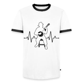 Banjo Banjo joueur Banjoïste - T-shirt contrasté Homme - blanc/noir - Devant - AI Model Female 172 light (172cm) & AI Model Male 178 dark (178cm)
