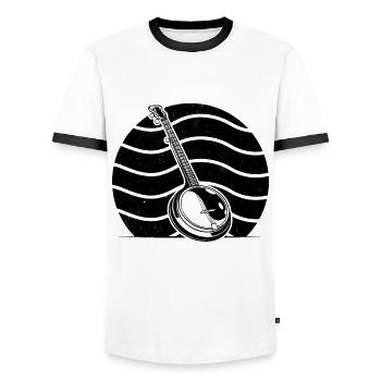 Banjo Banjo joueur Banjoïste - T-shirt contrasté Homme - blanc/noir - Devant - AI Model Female 172 light (172cm) & AI Model Male 178 dark (178cm)