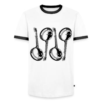 Banjo Banjospieler Banjoist - Männer Kontrast-T-Shirt - Weiß/Schwarz - Vorne - AI Model Female 172 light (172cm) & AI Model Male 178 dark (178cm)