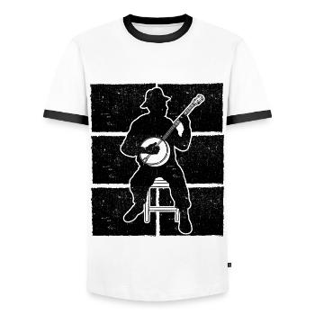 Banjo Banjo joueur Banjoïste - T-shirt contrasté Homme - blanc/noir - Devant - AI Model Female 172 light (172cm) & AI Model Male 178 dark (178cm)