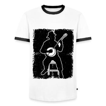 Banjo Banjo joueur Banjoïste - T-shirt contrasté Homme - blanc/noir - Devant - AI Model Female 172 light (172cm) & AI Model Male 178 dark (178cm)