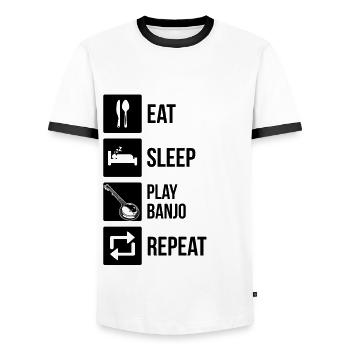 Banjo Banjo player Banjoist - Men's Ringer Shirt - white/black - Front - AI Model Female 172 light (172cm) & AI Model Male 178 dark (178cm)