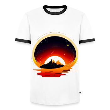 Space View / Mars - Men's Ringer Shirt - white/black - Front - AI Model Female 172 light (172cm) & AI Model Male 178 dark (178cm)