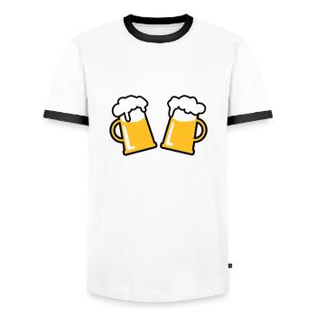 107 Deux 2 masse de bière 2 étoiles de santé - T-shirt contrasté Homme - blanc/noir - Devant - AI Model Female 172 light (172cm) & AI Model Male 178 dark (178cm)