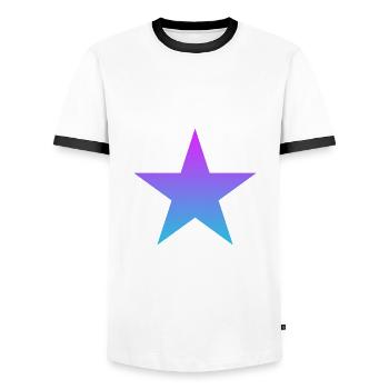 Star Mask purple blue star mask - Men's Ringer Shirt - white/black - Front - AI Model Female 172 light (172cm) & AI Model Male 178 dark (178cm)