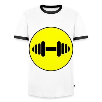 Dumbbell weights icon - Men's Ringer Shirt - white/black - Front - AI Model Female 172 light (172cm) & AI Model Male 178 dark (178cm)