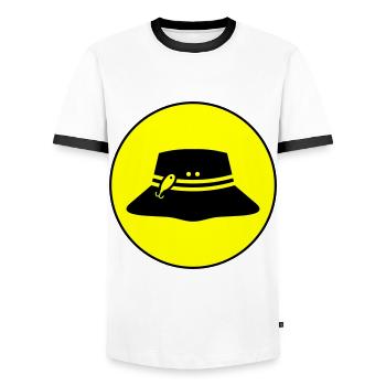 Cercle d’icônes de chapeau de pêche - T-shirt contrasté Homme - blanc/noir - Devant - AI Model Female 172 light (172cm) & AI Model Male 178 dark (178cm)