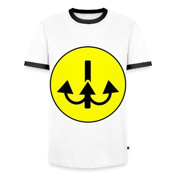 Icône de pêcheur à la ligne - T-shirt contrasté Homme - blanc/noir - Devant - AI Model Female 172 light (172cm) & AI Model Male 178 dark (178cm)