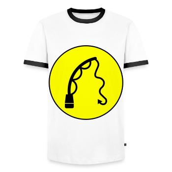 Icône de pêche à la canne à pêche - T-shirt contrasté Homme - blanc/noir - Devant - AI Model Female 172 light (172cm) & AI Model Male 178 dark (178cm)