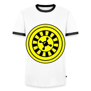 Cercle d’icônes de roulette - T-shirt contrasté Homme - blanc/noir - Devant - AI Model Female 172 light (172cm) & AI Model Male 178 dark (178cm)