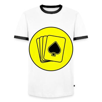 Map Icon Circle - Men's Ringer Shirt - white/black - Front - AI Model Female 172 light (172cm) & AI Model Male 178 dark (178cm)