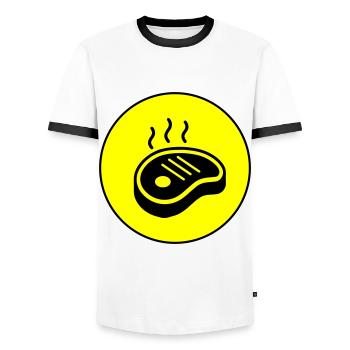 Cercle d’icônes de steak - T-shirt contrasté Homme - blanc/noir - Devant - AI Model Female 172 light (172cm) & AI Model Male 178 dark (178cm)