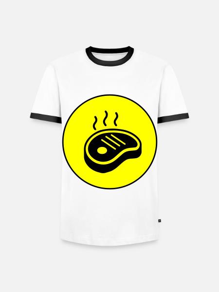 Steak icon Kreis - Männer Kontrast-T-Shirt - Weiß/Schwarz