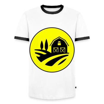 Farm Harvest Circle - Men's Ringer Shirt - white/black - Front - AI Model Female 172 light (172cm) & AI Model Male 178 dark (178cm)