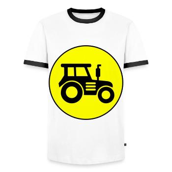 Tractor icon circle - Men's Ringer Shirt - white/black - Front - AI Model Female 172 light (172cm) & AI Model Male 178 dark (178cm)
