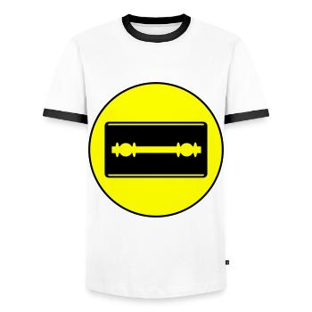Razor Blade Icon Circle - Men's Ringer Shirt - white/black - Front - AI Model Female 172 light (172cm) & AI Model Male 178 dark (178cm)